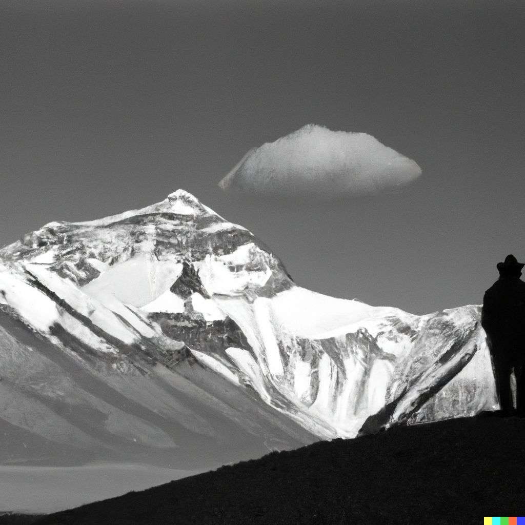 someone gazing at Mount Everest, photograph taken by Michael Kenna